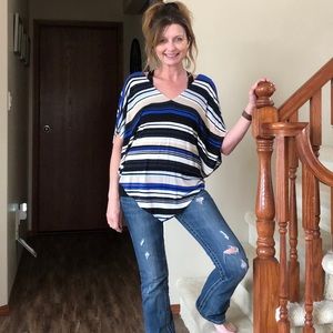 Le Chateau striped batwing shirt